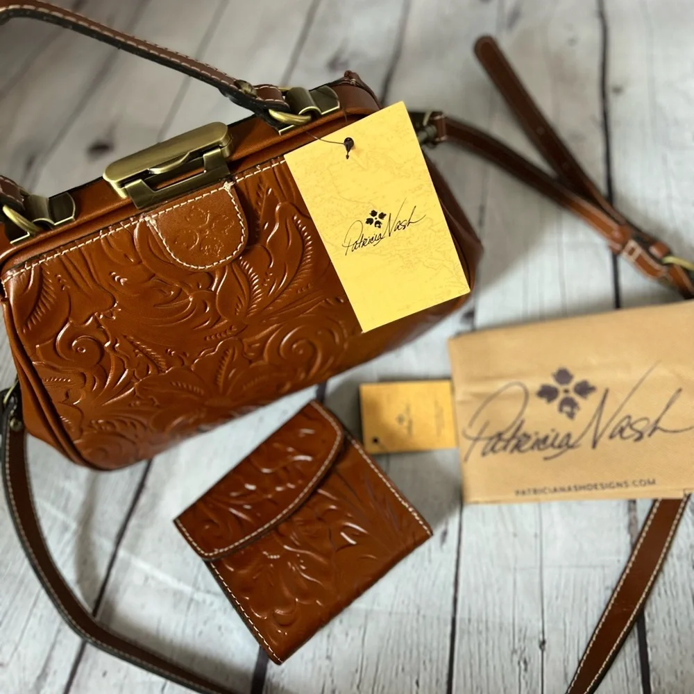 PATRICIA NASH TOOLED SATCHEL & WALLET